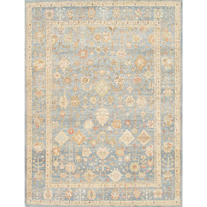 Oushak Hand-Knotted Light Blue Wool Area Rug