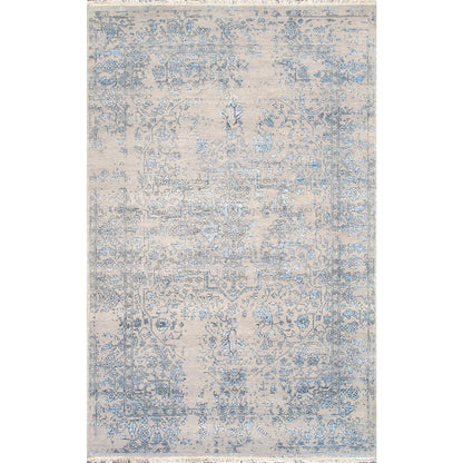 Transitional Hand-Knotted Bamboo Silk & Wool Area Rug