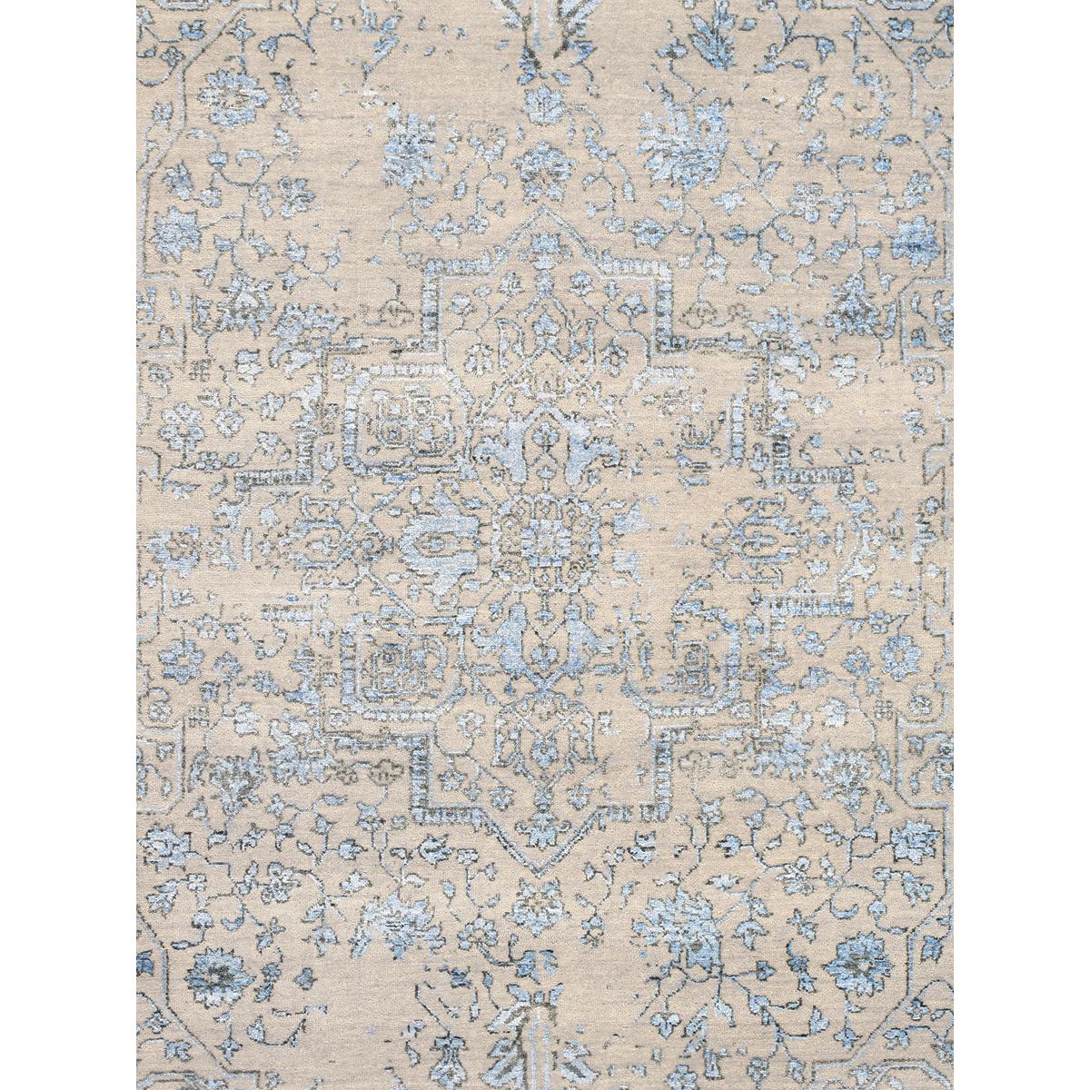 Transitional Hand-Knotted Bamboo Silk & Wool Area Rug