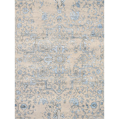 Transitional Hand-Knotted Bamboo Silk & Wool Area Rug