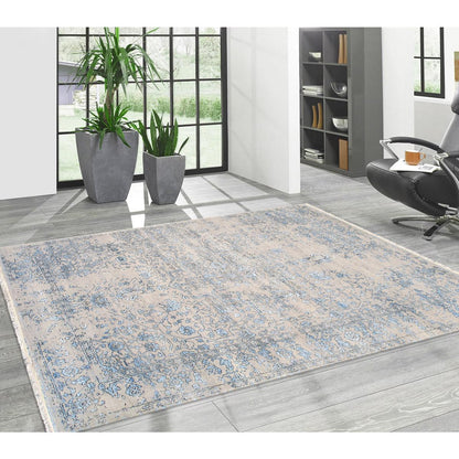 Transitional Hand-Knotted Bamboo Silk & Wool Area Rug