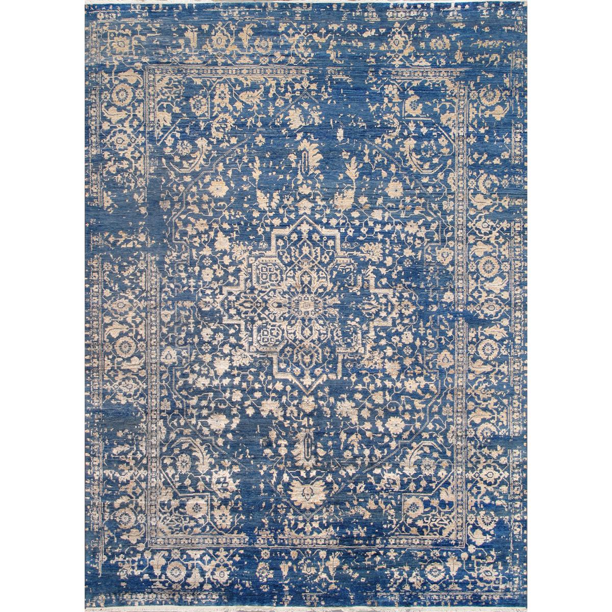 Transitional Hand-Knotted Bamboo Silk & Wool Area Rug