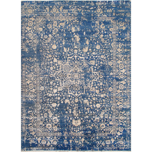 Transitional Hand-Knotted Bamboo Silk & Wool Area Rug