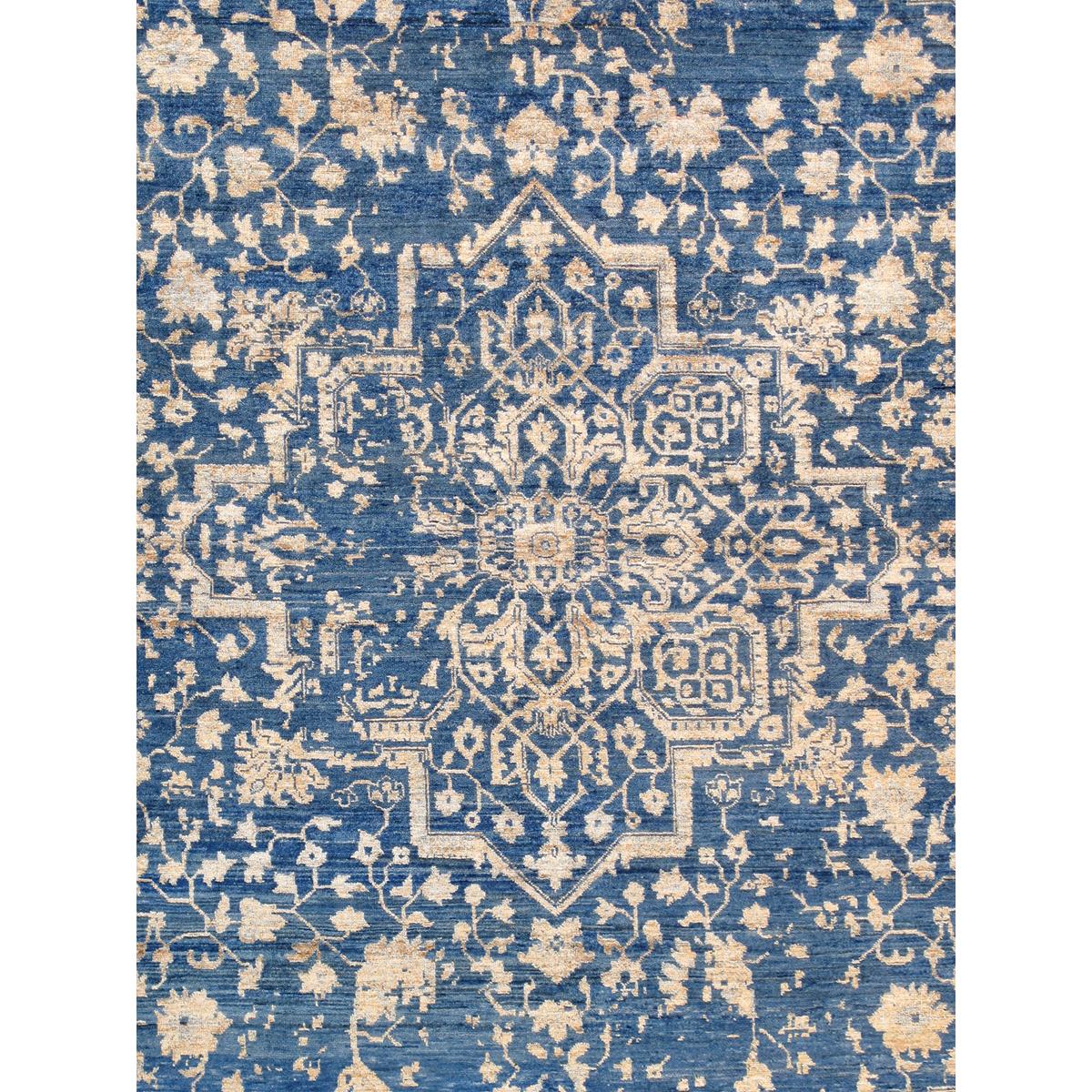 Transitional Hand-Knotted Bamboo Silk & Wool Area Rug