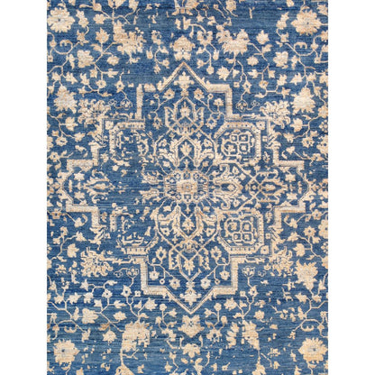 Transitional Hand-Knotted Bamboo Silk & Wool Area Rug