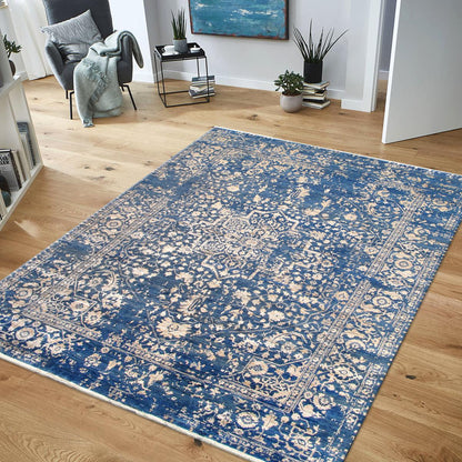 Transitional Hand-Knotted Bamboo Silk & Wool Area Rug