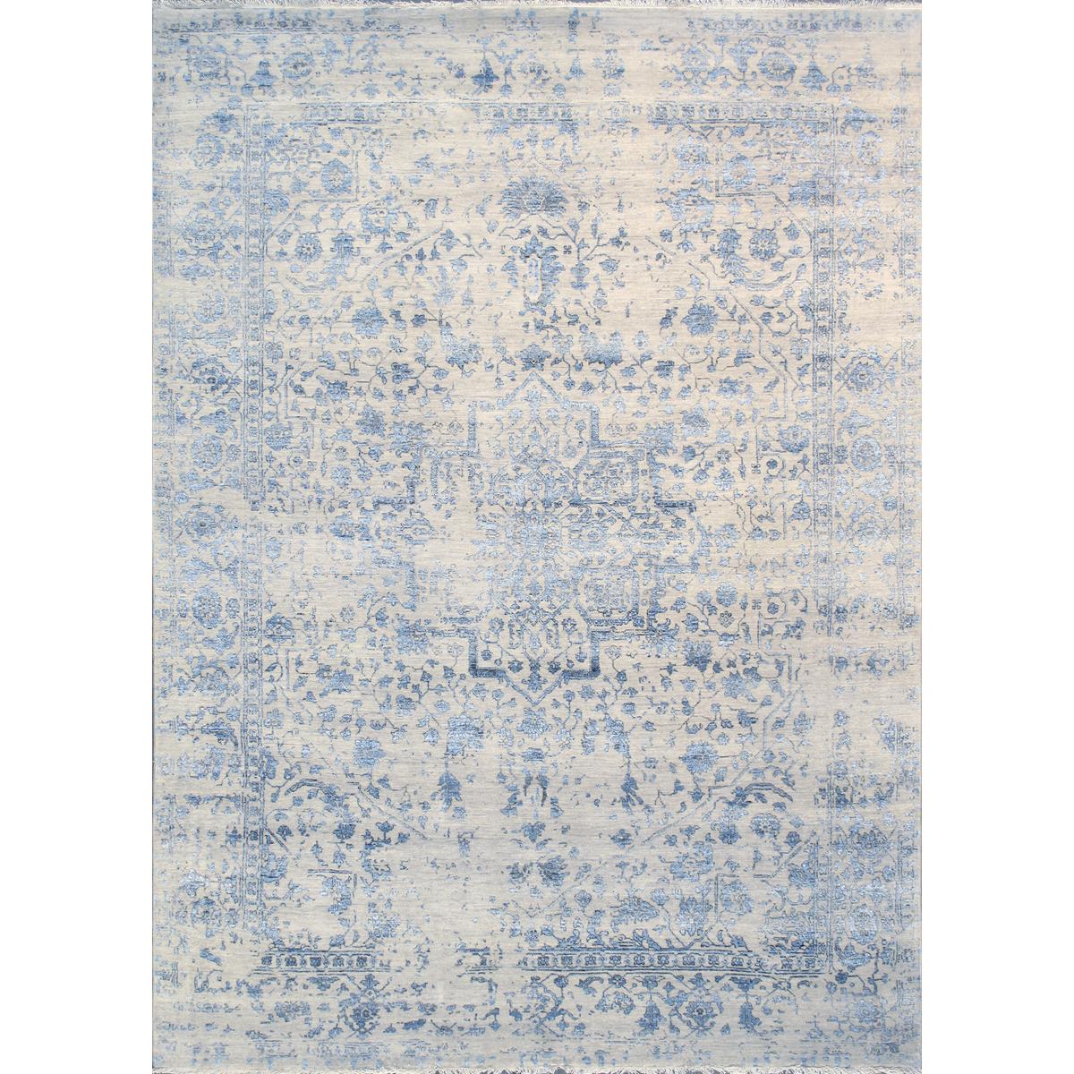 Transitional Hand-Knotted Bamboo Silk & Wool Area Rug