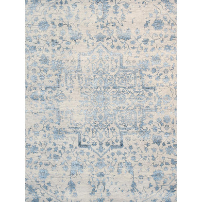 Transitional Hand-Knotted Bamboo Silk & Wool Area Rug