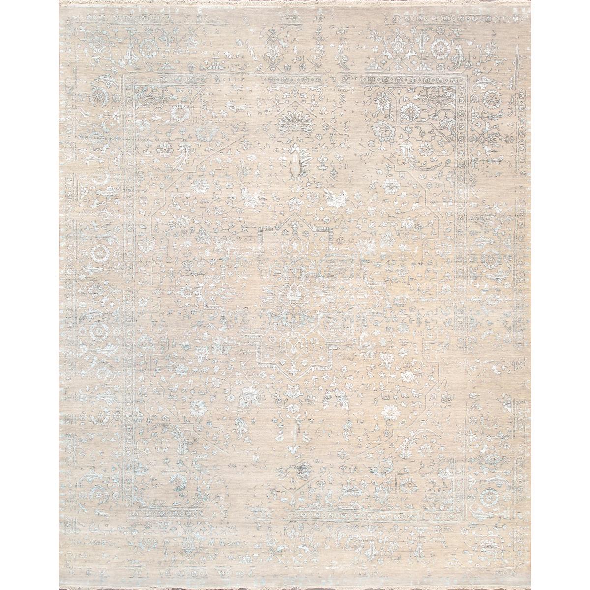 Transitional Hand-Knotted Bamboo Silk & Wool Area Rug