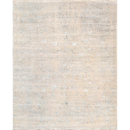 Transitional Hand-Knotted Bamboo Silk & Wool Area Rug