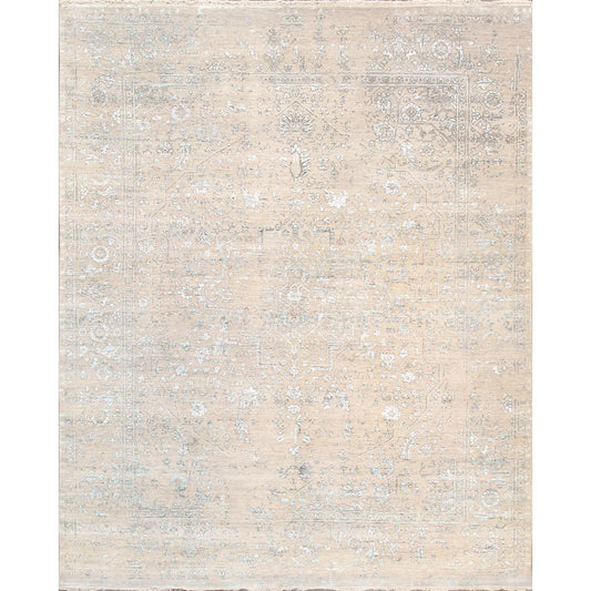 Transitional Hand-Knotted Bamboo Silk & Wool Area Rug
