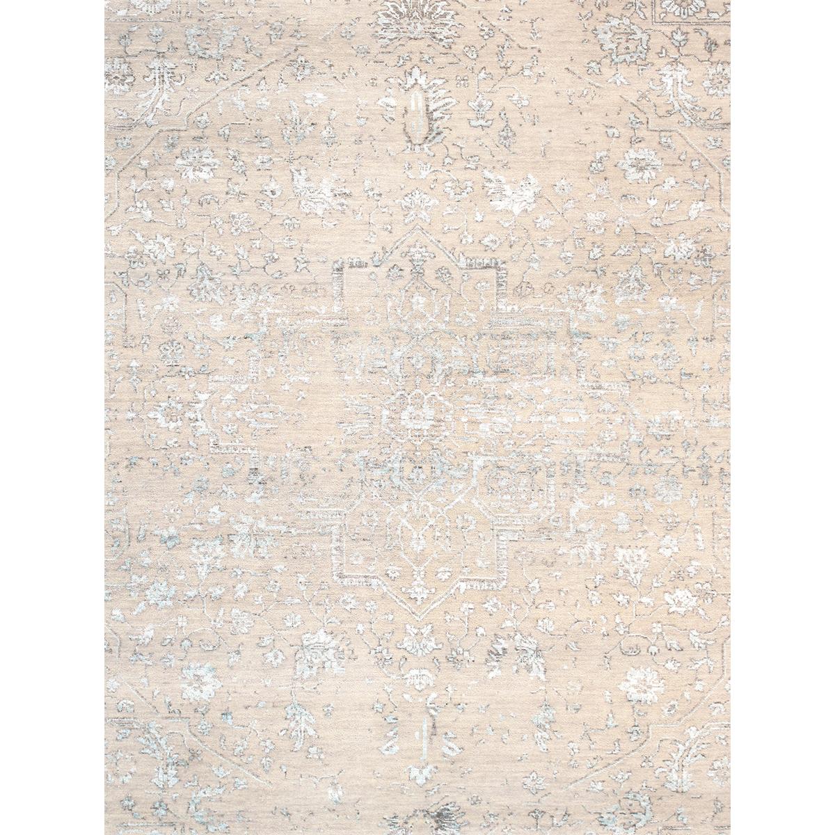 Transitional Hand-Knotted Bamboo Silk & Wool Area Rug