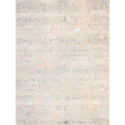 Transitional Hand-Knotted Bamboo Silk & Wool Area Rug