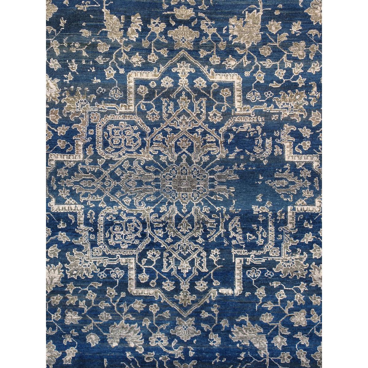 Transitional Hand-Knotted Bamboo Silk & Wool Area Rug