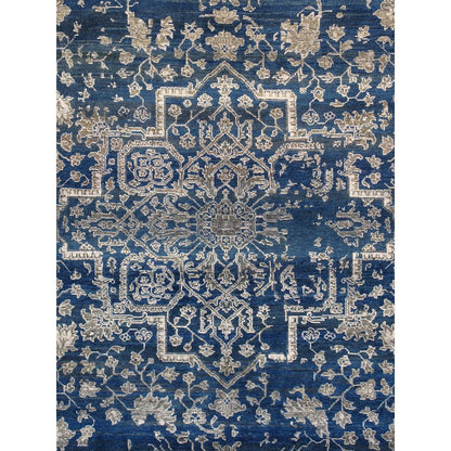 Transitional Hand-Knotted Bamboo Silk & Wool Area Rug