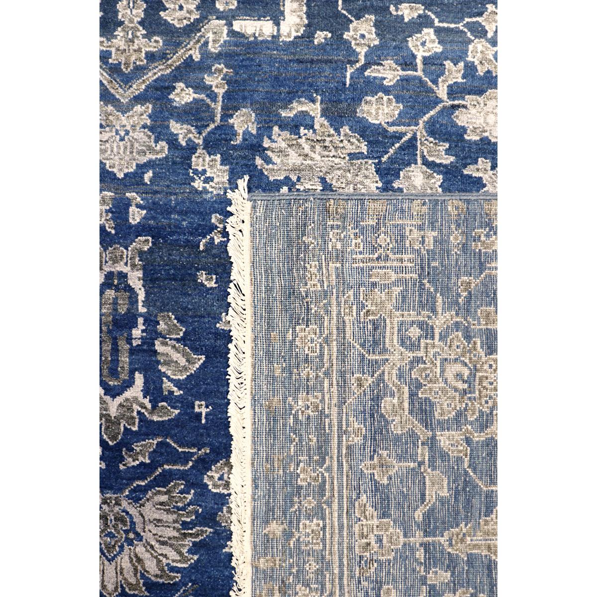 Transitional Hand-Knotted Bamboo Silk & Wool Area Rug