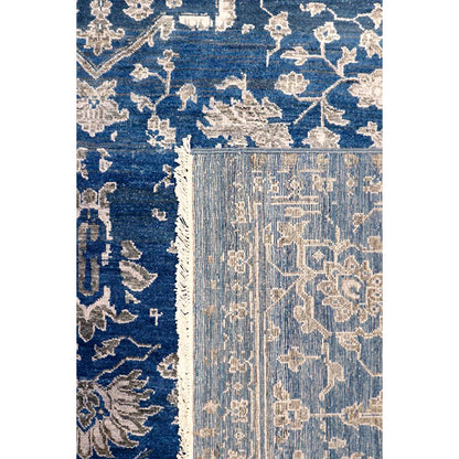 Transitional Hand-Knotted Bamboo Silk & Wool Area Rug