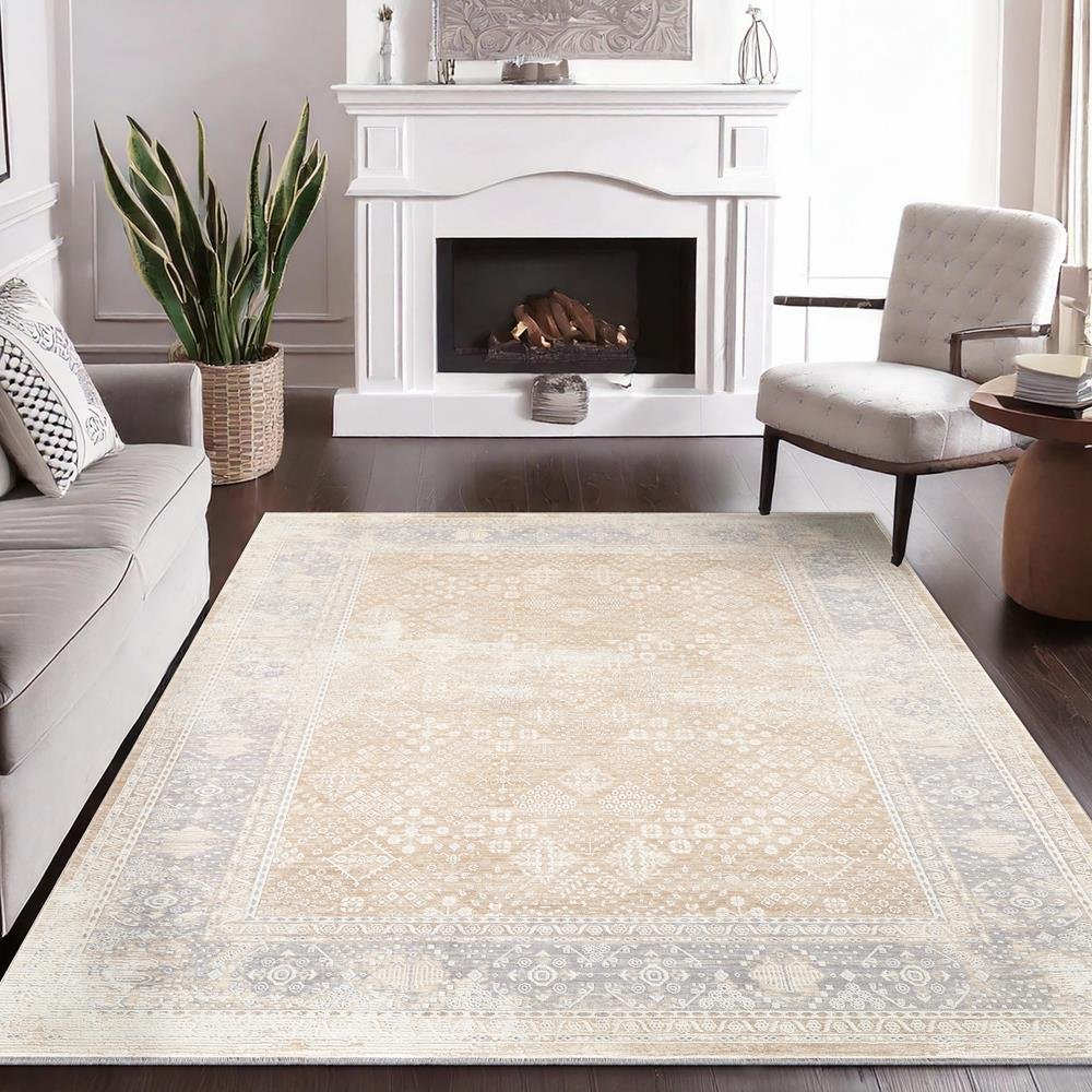 Eterna Design Beige/Light Blue Area Rug