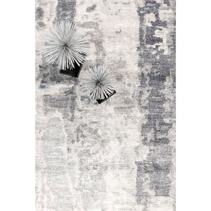 Modern Hand-Knotted Silk & Wool Area Rug