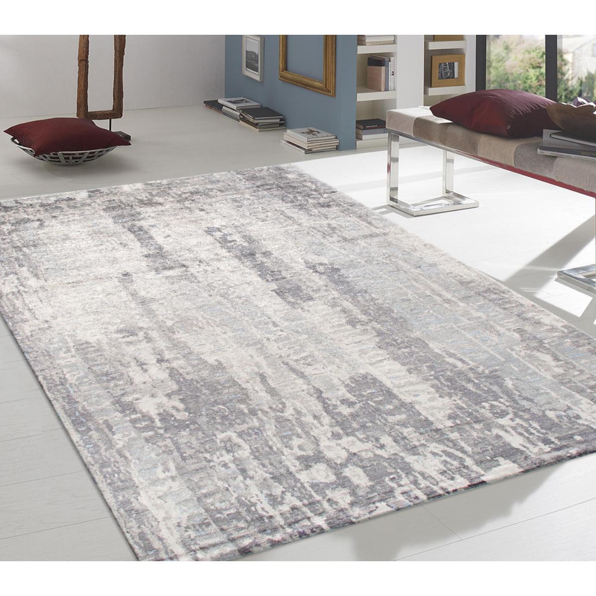 Modern Hand-Knotted Silk & Wool Area Rug