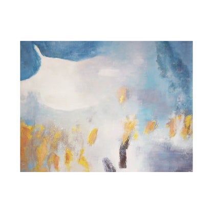 Prism — Hand-Painted Abstract Oil Painting on Canvas, Blue & Beige with Gold Accents