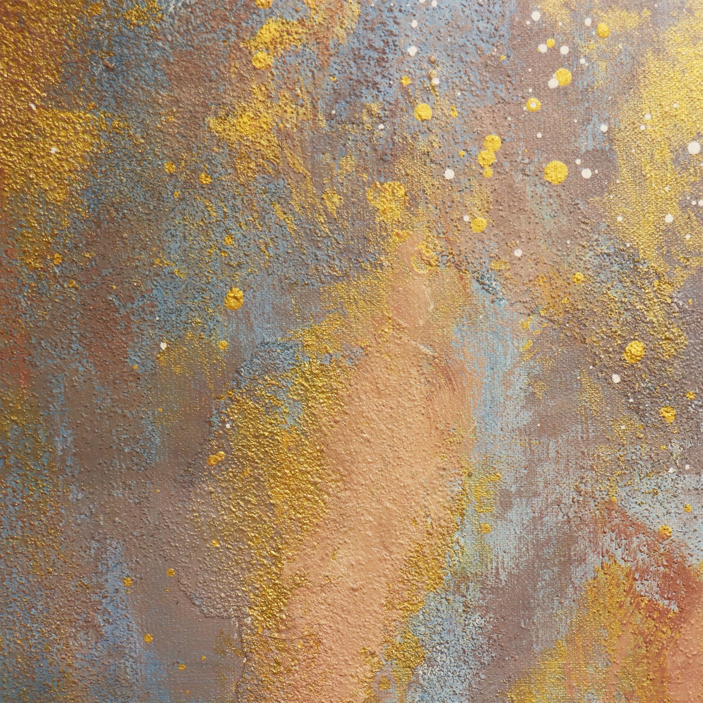 Prism — Hand-Painted Abstract Oil Painting on Canvas, Blue & Beige with Gold Accents