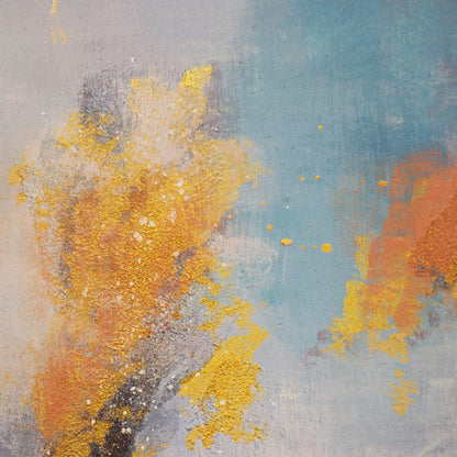 Prism — Hand-Painted Abstract Oil Painting on Canvas, Blue & Beige with Gold Accents