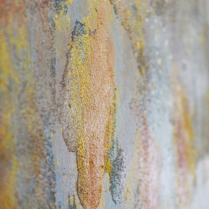 Prism — Hand-Painted Abstract Oil Painting on Canvas, Blue & Beige with Gold Accents