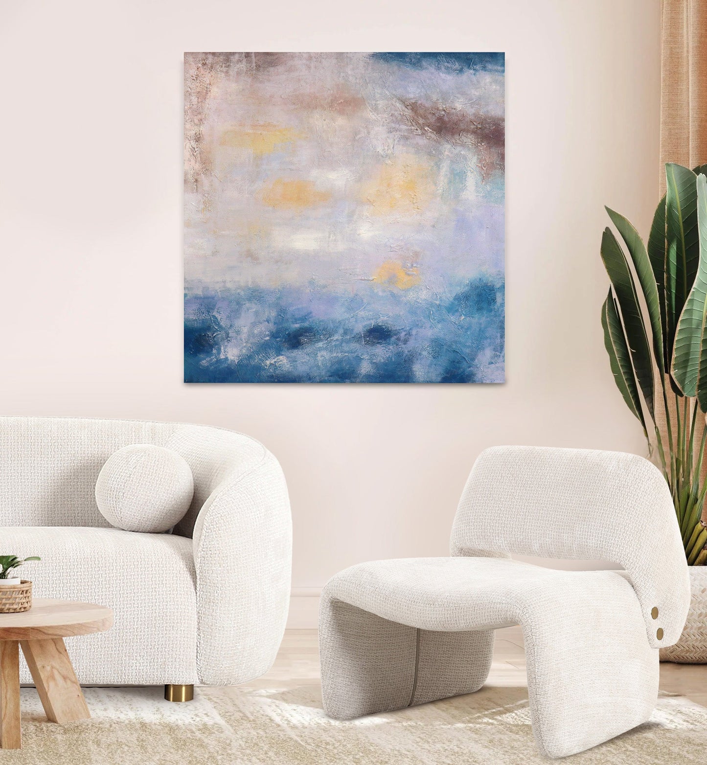 Celestial — Hand-Painted Blue Abstract Oil Painting on Canvas