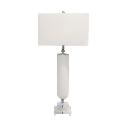 Frosted Glass & Lucite Pedestal Table Lamp