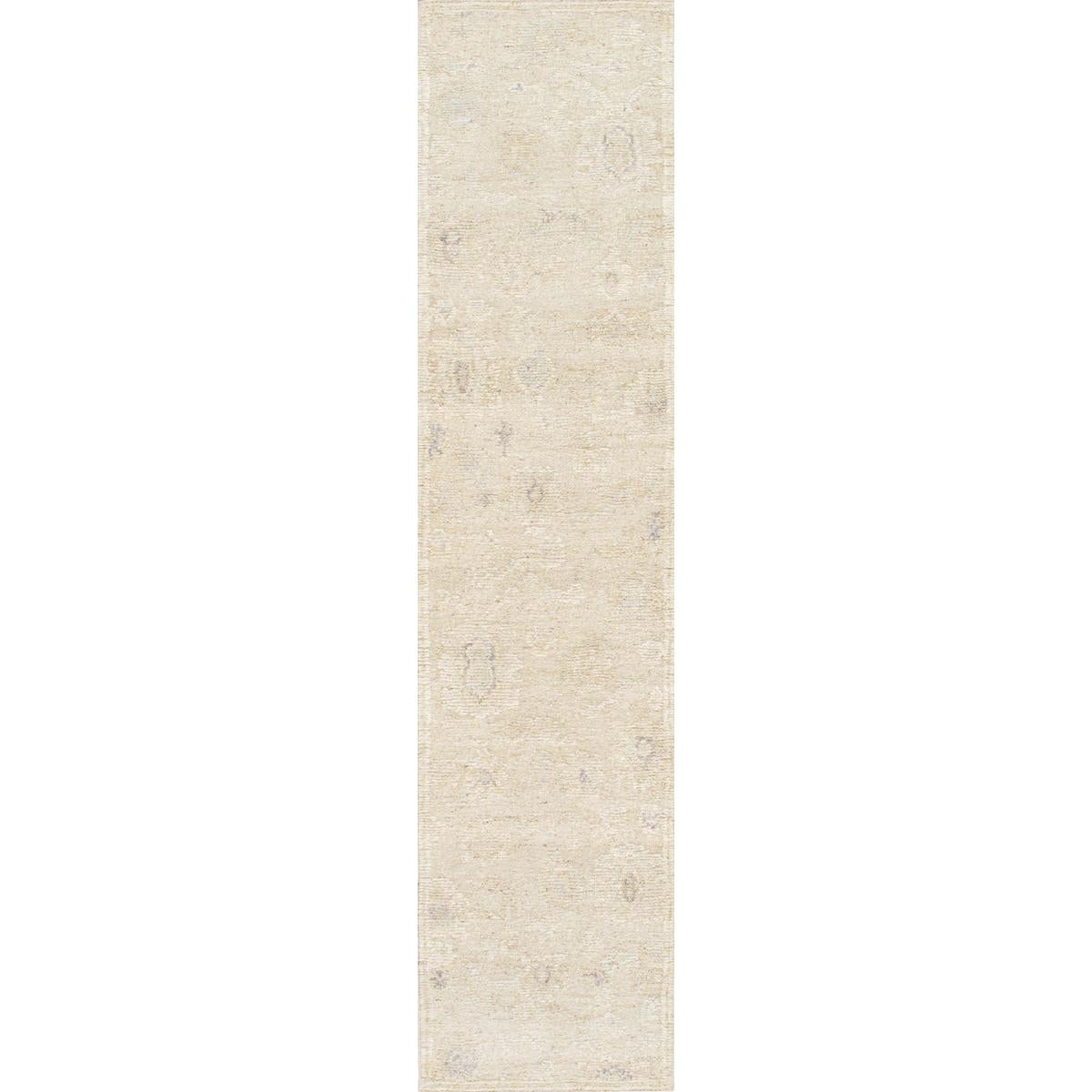 Oushak Hand-Knotted Beige Wool Area Rug
