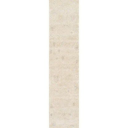 Oushak Hand-Knotted Beige Wool Area Rug