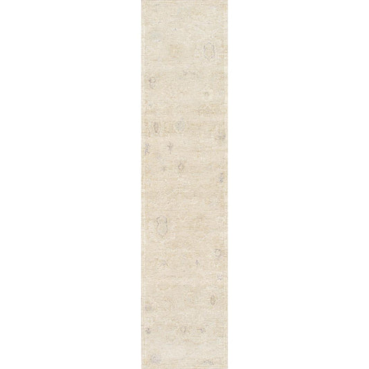 Oushak Hand-Knotted Beige Wool Area Rug