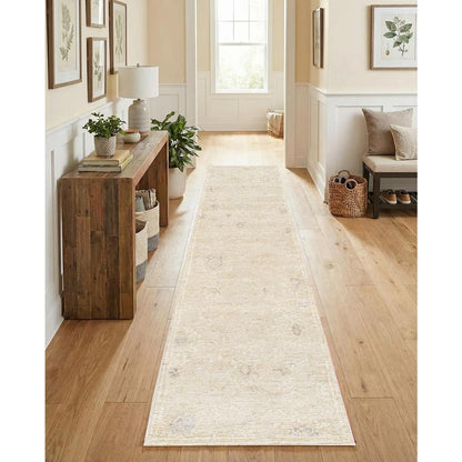 Oushak Hand-Knotted Beige Wool Area Rug