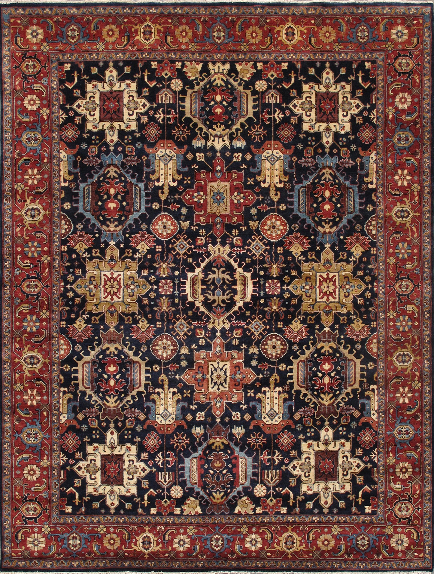 Azerbaijan Hand-Knotted Wool Area Rug
