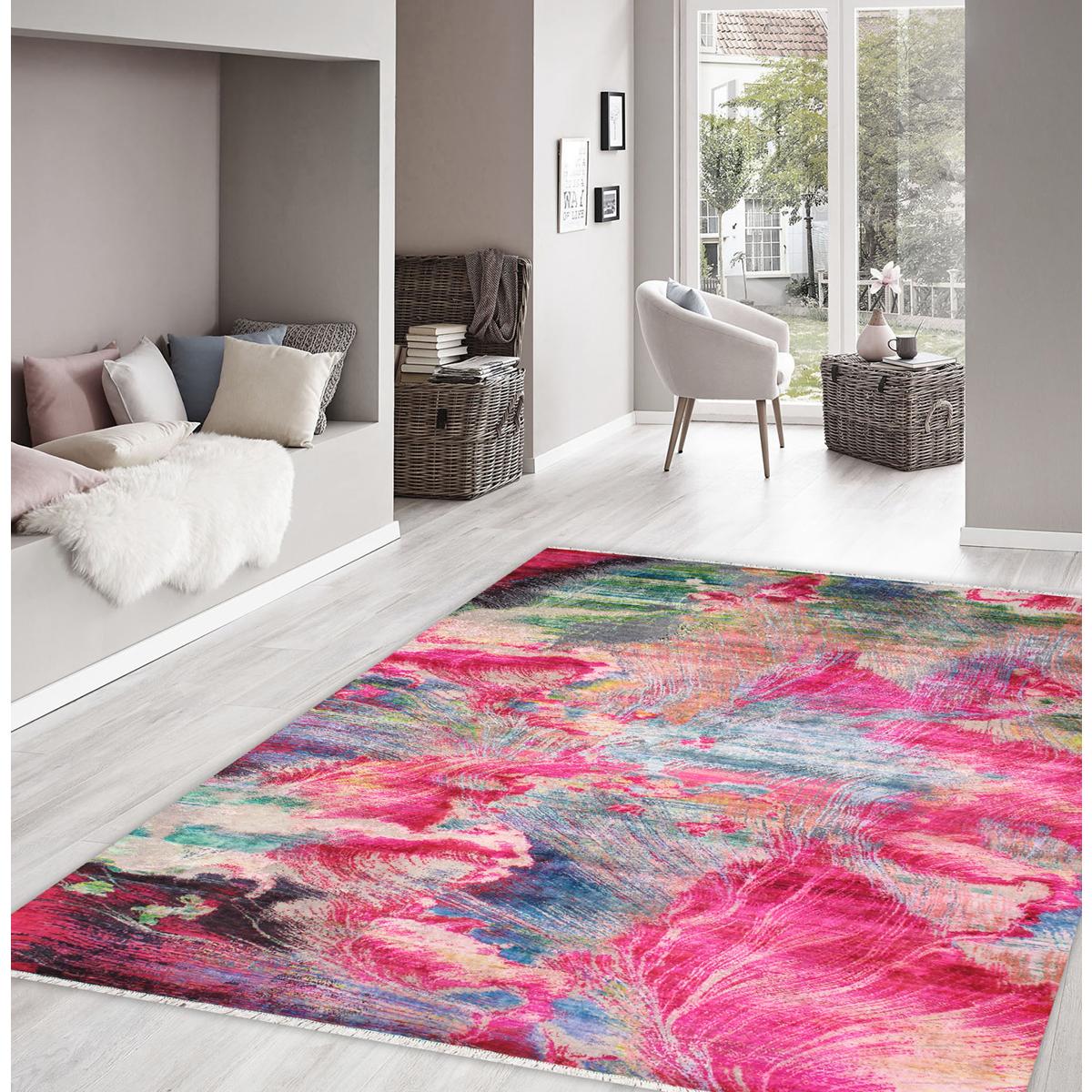 Modern Hand-Knotted Sari Silk & Wool Area Rug