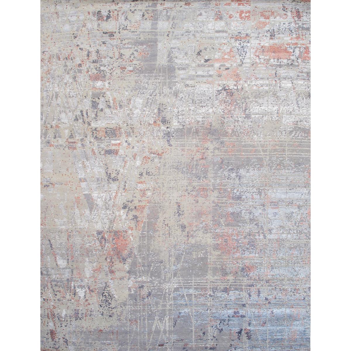 Modern Hand-Knotted Bamboo Silk & Wool Area Rug