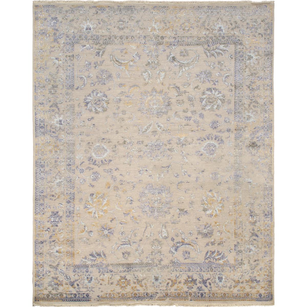 Transitional Hand-Knotted Bamboo Silk & Wool Area Rug