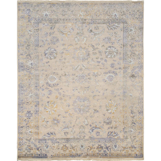 Transitional Hand-Knotted Bamboo Silk & Wool Area Rug