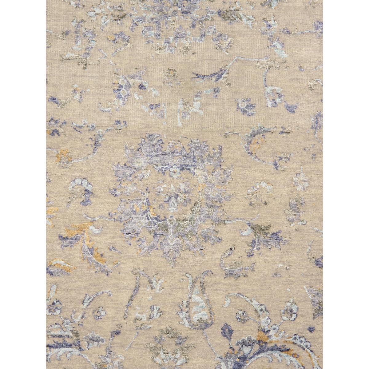 Transitional Hand-Knotted Bamboo Silk & Wool Area Rug