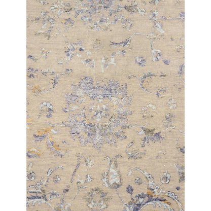 Transitional Hand-Knotted Bamboo Silk & Wool Area Rug