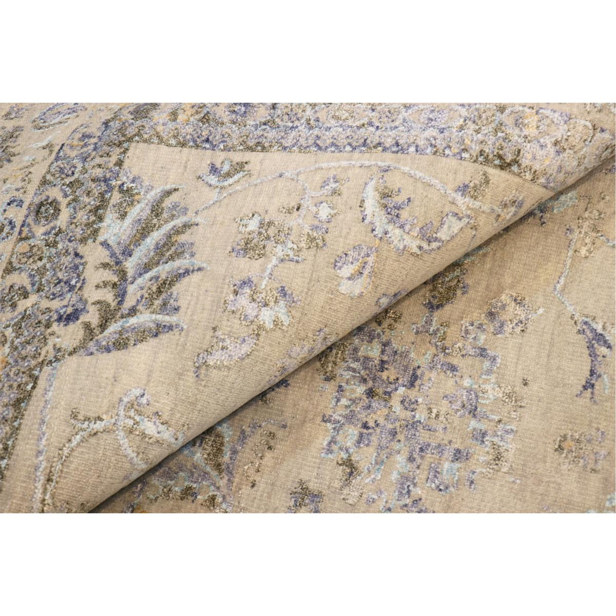 Transitional Hand-Knotted Bamboo Silk & Wool Area Rug