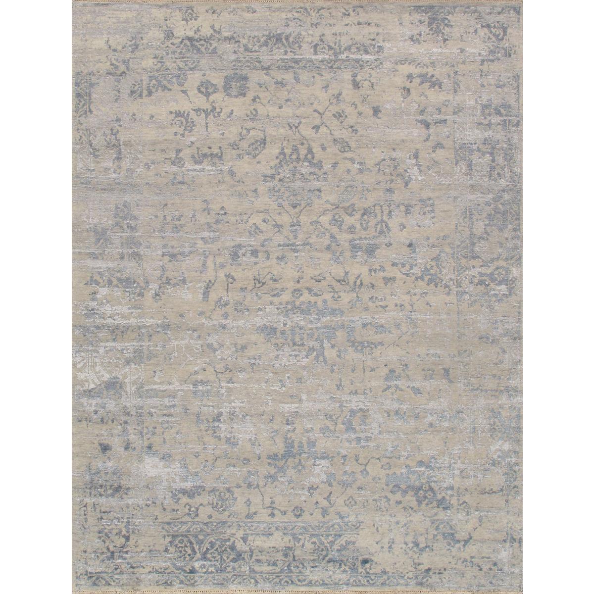 Transitional Hand-Knotted Bamboo Silk & Wool Area Rug