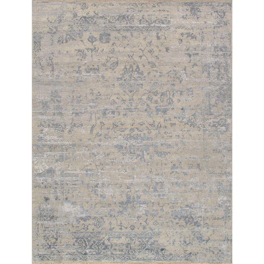 Transitional Hand-Knotted Bamboo Silk & Wool Area Rug