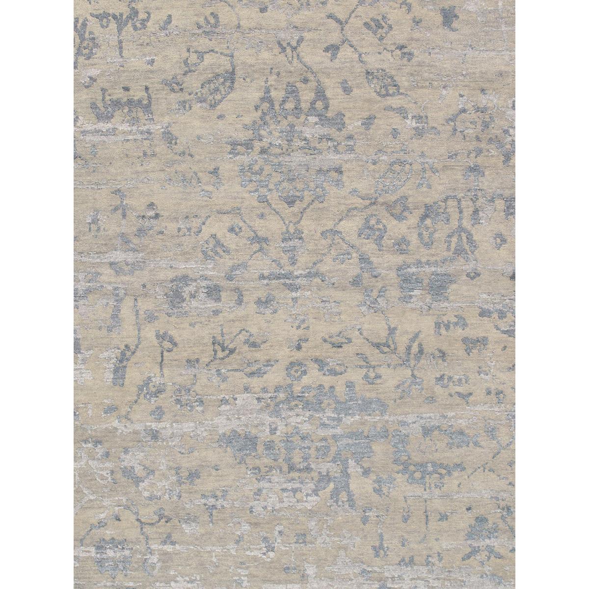 Transitional Hand-Knotted Bamboo Silk & Wool Area Rug