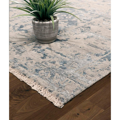 Transitional Hand-Knotted Bamboo Silk & Wool Area Rug