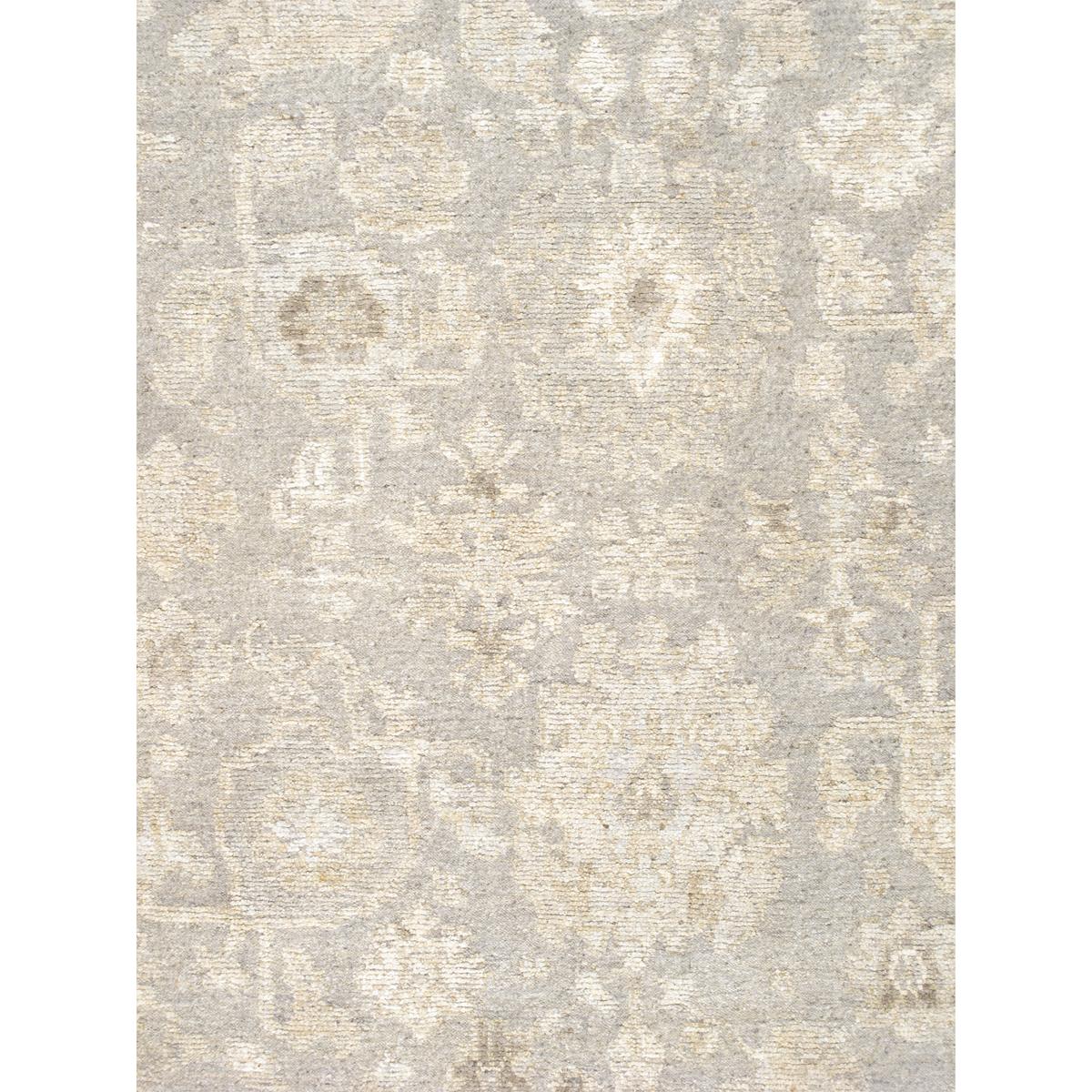 Oushak Hand-Knotted Silver/Beige Wool Area Rug