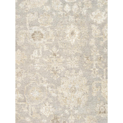 Oushak Hand-Knotted Silver/Beige Wool Area Rug