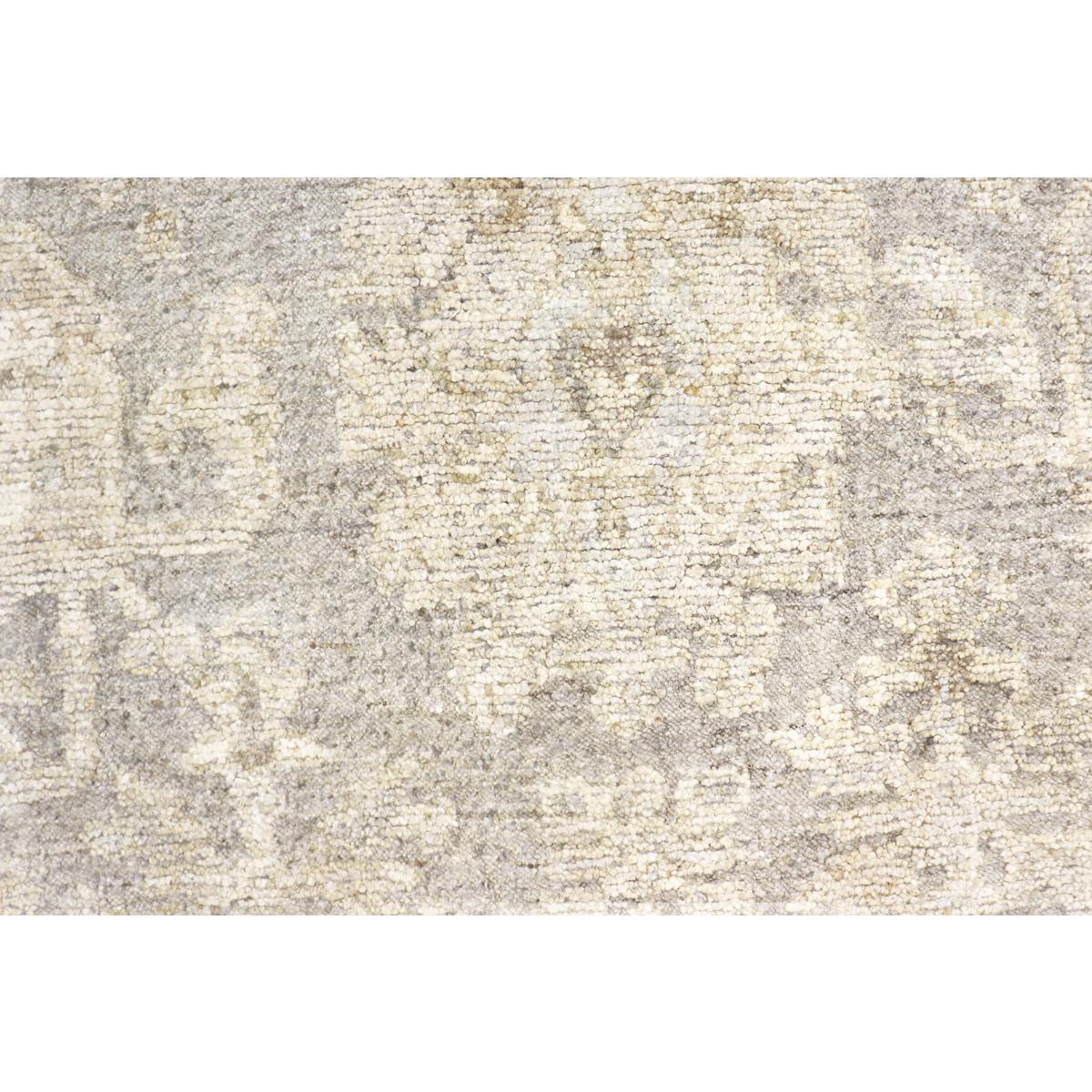 Oushak Hand-Knotted Silver/Beige Wool Area Rug