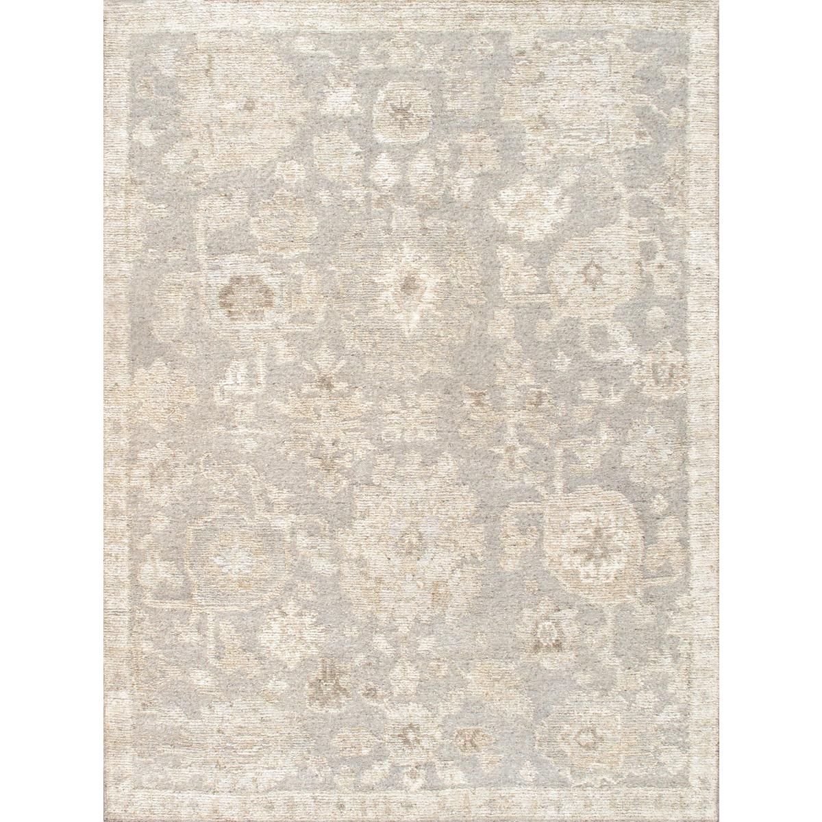 Oushak Hand-Knotted Silver/Beige Wool Area Rug